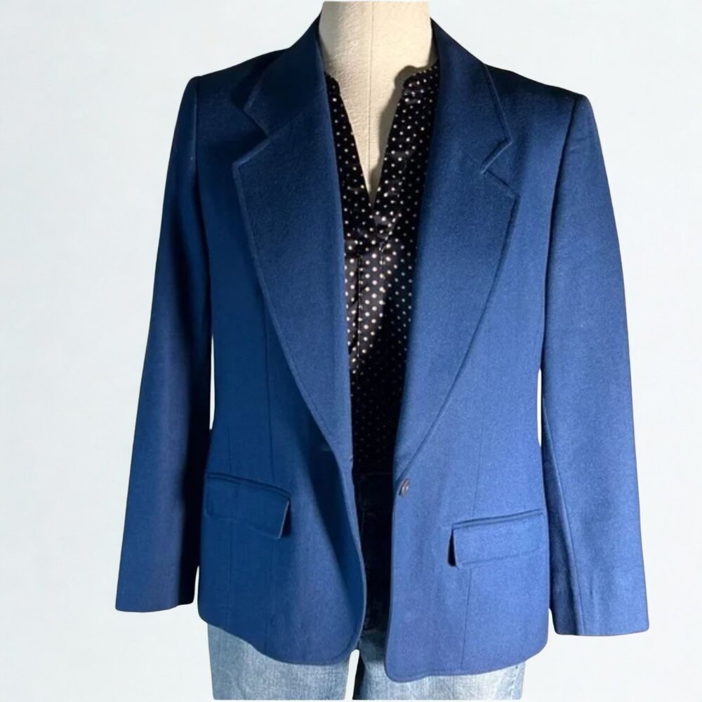 Vintage Pendleton wool blazer blue collared long sleeves lined 14